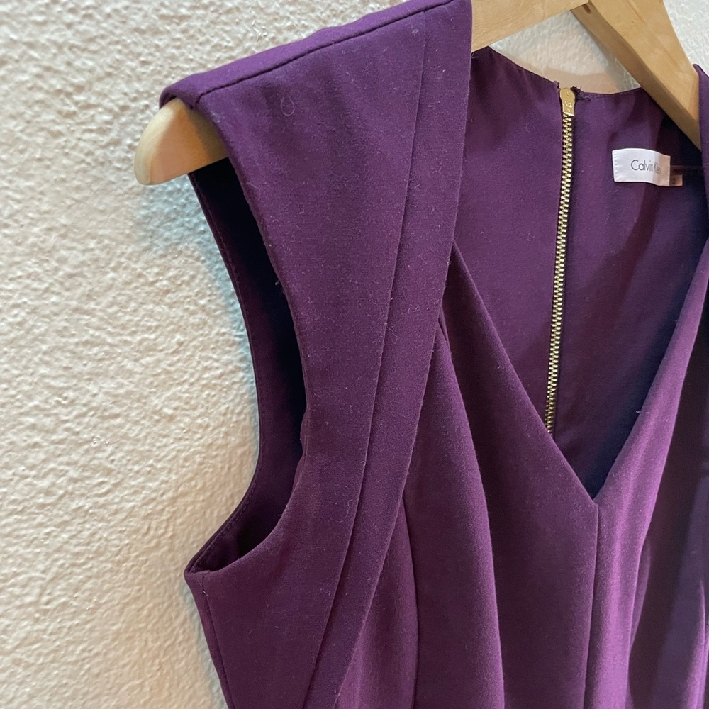 Calvin Klein Purple V-Neck Tailored Office Dress Size 2 - Picture 5 of 9
